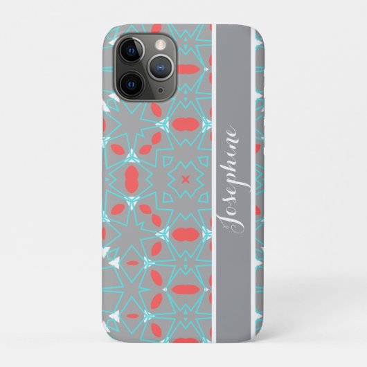 コーラル・ターコイズ・グレー幾何学模様  Case-Mate iPhoneケース (裏)