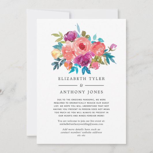 コーラル、ターコイズ、パープルゲ減らストリスト 案内状 (正面)