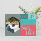 コーラル & ティール カラー ブロック STD フォト フラット カード (スタンド正面)