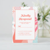 コーラル ティール ジオメトリック アーティスティック | モダン アブストラクト 出欠カード (スタンド正面)