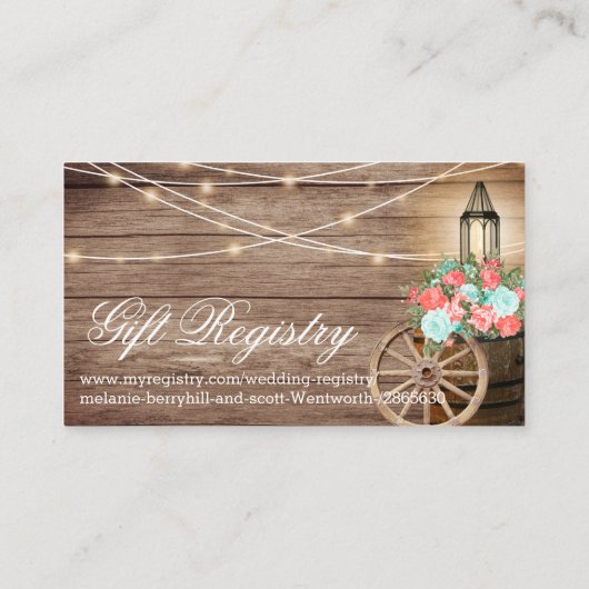 コーラル&ティール(緑がかった色)の出欠と登録2 -結婚のWebサイト エンクロージャーカード (裏面)