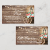 コーラル&ティール（緑がかった色）の出欠と登録2 -結婚のWebサイト エンクロージャーカード (正面/裏面)