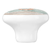 コーラル、ティール（緑がかった色）、タンビーチウッド – 航海の Seahorse セラミックノブ (側面)