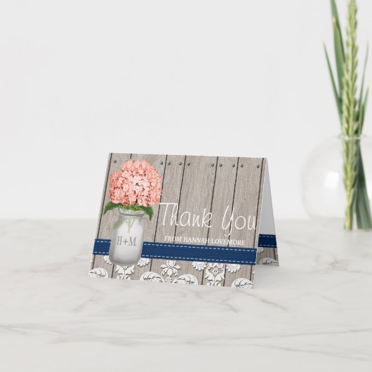 コーラル ナビー ハイドレンジア モノグラム メイソンジャー ありがとう サンキューカード (正面)