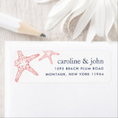 コーラル&ネイビースターフィッシュ差出人住所 ラベル (インサイチュ)