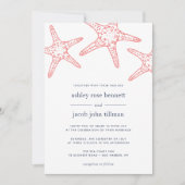 コーラル&ネイビースターフィッシュ結婚式招待状 招待状 (正面)