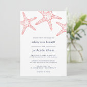 コーラル&ネイビースターフィッシュ結婚式招待状 招待状 (スタンド正面)