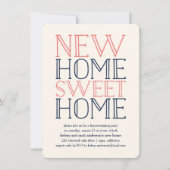 コーラル&ネイビータイポグラフィ引っ越し祝いパーティーパーティー 招待状 (正面)