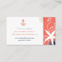 コーラル&ネイビーブルー航海のズ結婚ウェブサイト エンクロージャーカード
