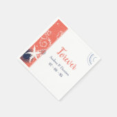 コーラル&ネイビーブルー航海のビーチ結婚式 スタンダードカクテルナプキン (角)