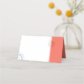 コーラル&ネイビーブルー航海の結婚ズ プレイスカード (裏面)