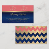 コーラル&ネイビーブルー金ゴールドハートサイト エンクロージャーカード (正面/裏面)