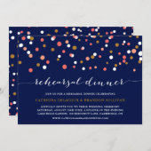 コーラル&ネイビー紙吹雪リハーサルディナー招待状 招待状 (正面/裏面)