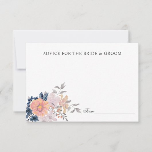 コーラル&ネイビー結婚フラワーズアドバイスまたはレシピ 招待状 (正面)