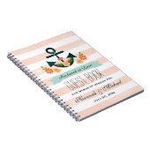 コーラル&ネイビー航海のいかり結婚ズゲストブック ノートブック (右側)