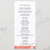 コーラル&ネイビー航海の結婚式 プログラム (裏面)