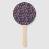 コーラル、ネイビー、シルバー結婚フローラ ハンドファン (裏面)