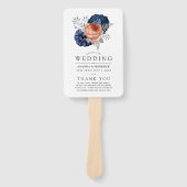 コーラル、ネイビー、シルバー結婚フローラ ハンドファン (正面)