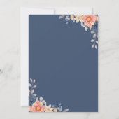 コーラル＆ネイビー フラワーズ エレガント リハーサル ディナー 招待状 (裏面)