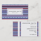 コーラル・ネイビー・ブルー・パターンの名刺 名刺 (正面/裏面)