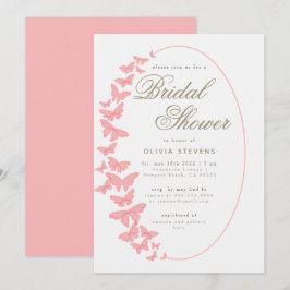 コーラル バタフライ ボヘミアンフレーム エレガント ブライダルシャワー 招待状