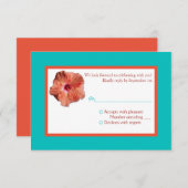 コーラル ヒビスカスとアクアII 返信カード 招待状 (正面/裏面)