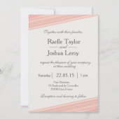 コーラル ピンクのストライプが白とグレーの結婚式の招待状 招待状 (正面)