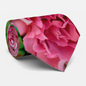 コーラル&ピンクティーバラ花 ネクタイ (ロール)