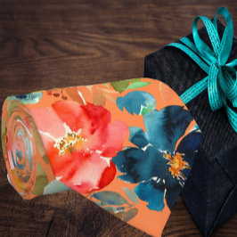 コーラル ピーチ インドゴー ネイビー ブルー ローズ 花柄 ネクタイ