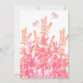 コーラル＆フクシアの花の蝶の結婚式招待状 招待状 (裏面)