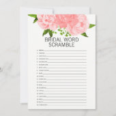 コーラル フローラル ブライダル シャワー ワード スクランブル ゲーム カード (正面)