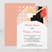 コーラル フローラル ブライド シャワーの招待状 招待状 (正面/裏面)