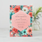コーラル フローラル ワイムシー ウェディング 招待状 (スタンド正面)