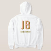 コーラル+ブラウンモノグラムウェディングパーティージップアップ パーカ (レイダウン裏面)