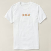 コーラル+ブラウンモノグラム結婚式パーティーのブライドメイド Tシャツ (デザイン正面)