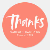 コーラル |ブラシスクリプト卒業ありがとうございました ラウンドシール (正面)