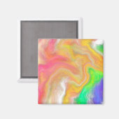 コーラル、ブルー、グリーン、ピンクの抽象芸術流体アート マグネット (正面/裏面)