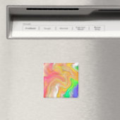 コーラル、ブルー、グリーン、ピンクの抽象芸術流体アート マグネット (インサイチュ (食洗機))