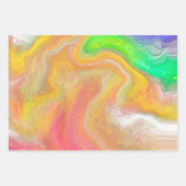 コーラル、ブルー、グリーン、ピンクの抽象芸術流体アート ラッピングペーパーシート (正面3)