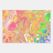 コーラル、ブルー、グリーン、ピンクの抽象芸術流体アート ラッピングペーパーシート (正面2)