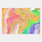 コーラル、ブルー、グリーン、ピンクの抽象芸術流体アート ラッピングペーパーシート (正面)