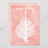 コーラル ホリデー カード | レトロな沿岸のクリスマス ツリー (正面/裏面)