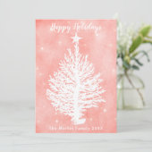 コーラル ホリデー カード | レトロな沿岸のクリスマス ツリー (スタンド正面)