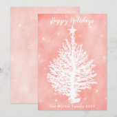 コーラル ホリデー カード | レトロな海岸のクリスマス ツリー (正面/裏面)