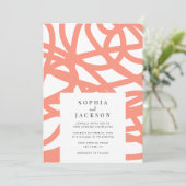 コーラル ポップ モダン ミニマル アブストラクト ウェディング 招待状 (スタンド正面)