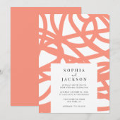 コーラル ポップ モダン ミニマル アブストラクト ウェディング 招待状 (正面/裏面)