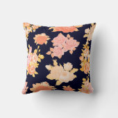 コーラル&マスタードバラオンネイビーコットンピロー クッション (裏面)