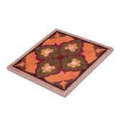 コーラル、マゼンタ、オリーブグリーンのアフガニパターン タイル (側面)