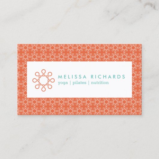 コーラル/ミント織りフィットネス及びヨガデザイン 名刺 (正面)