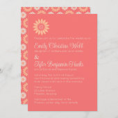コーラル&モダンピーチフローラウェディングレセプション 招待状 (正面/裏面)